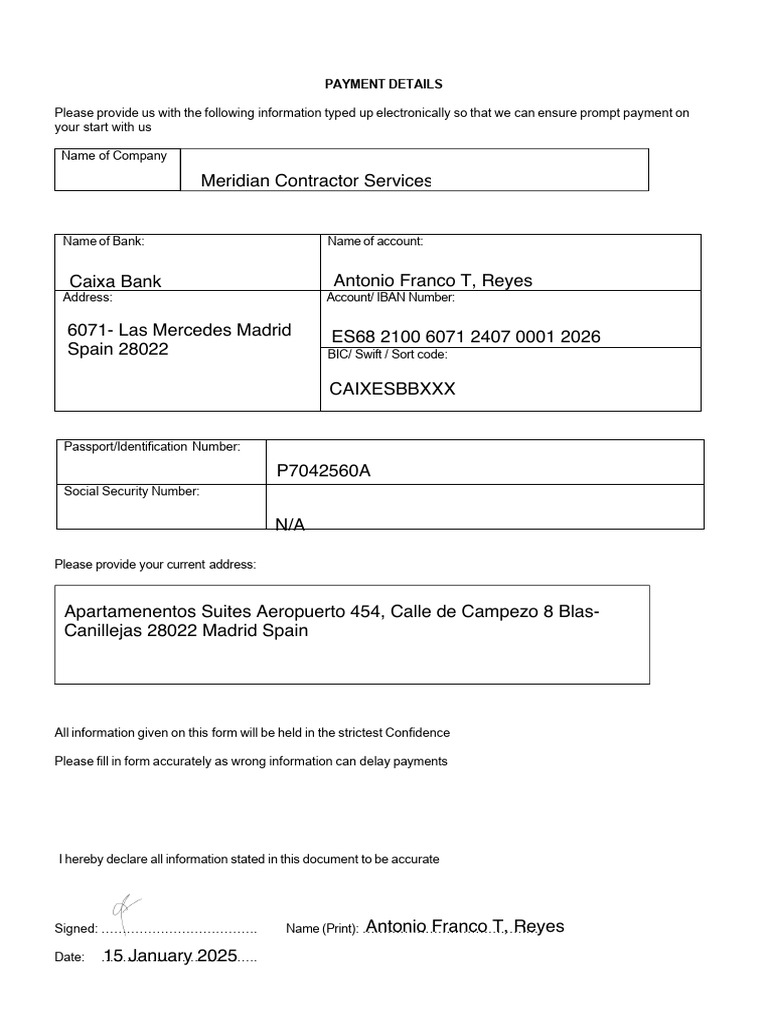 Contractor Payment Information Form | PDF