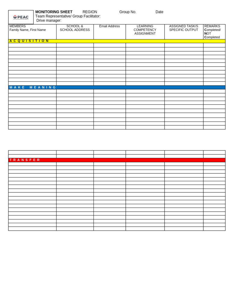 Monitoring Sheet for Learning Competencies | PDF
