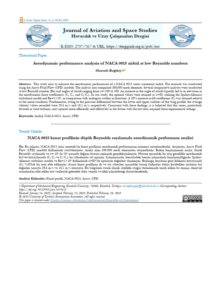 NACA 0015 Airfoil Performance Analysis | PDF | Lift (Force) | Airfoil