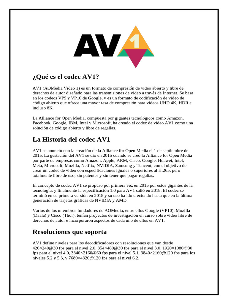 Introducción al codec AV1 | PDF | Informática | Vídeo
