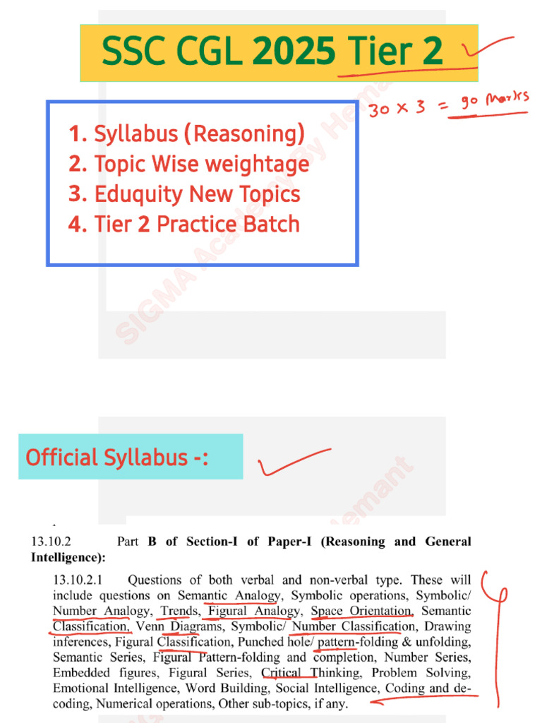 SSC CGL 2025 Tier 2 Syllabus + Topic Wise weightage | PDF | Inference