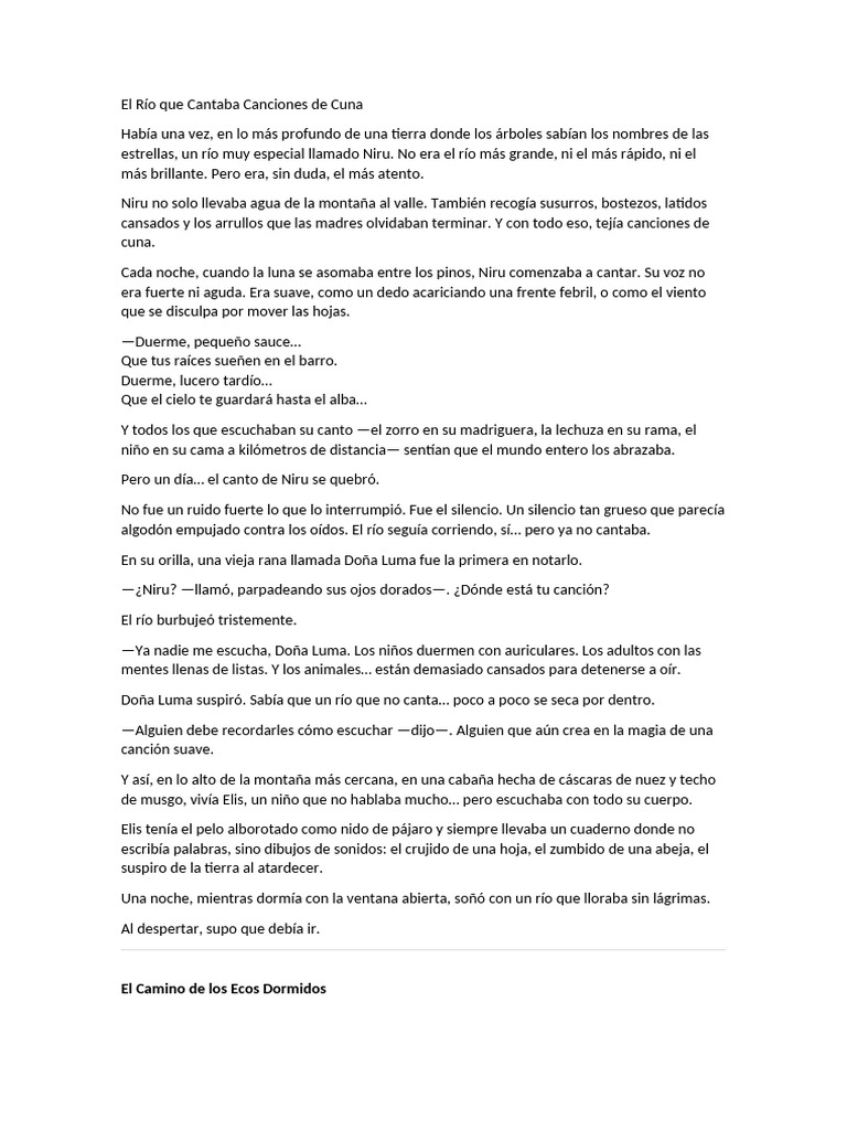 El Río Niru y sus Canciones de Cuna | PDF