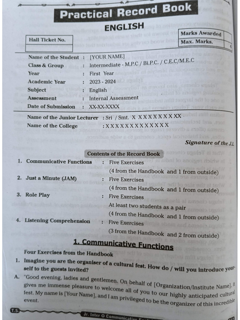 English Practical Record Notes | PDF