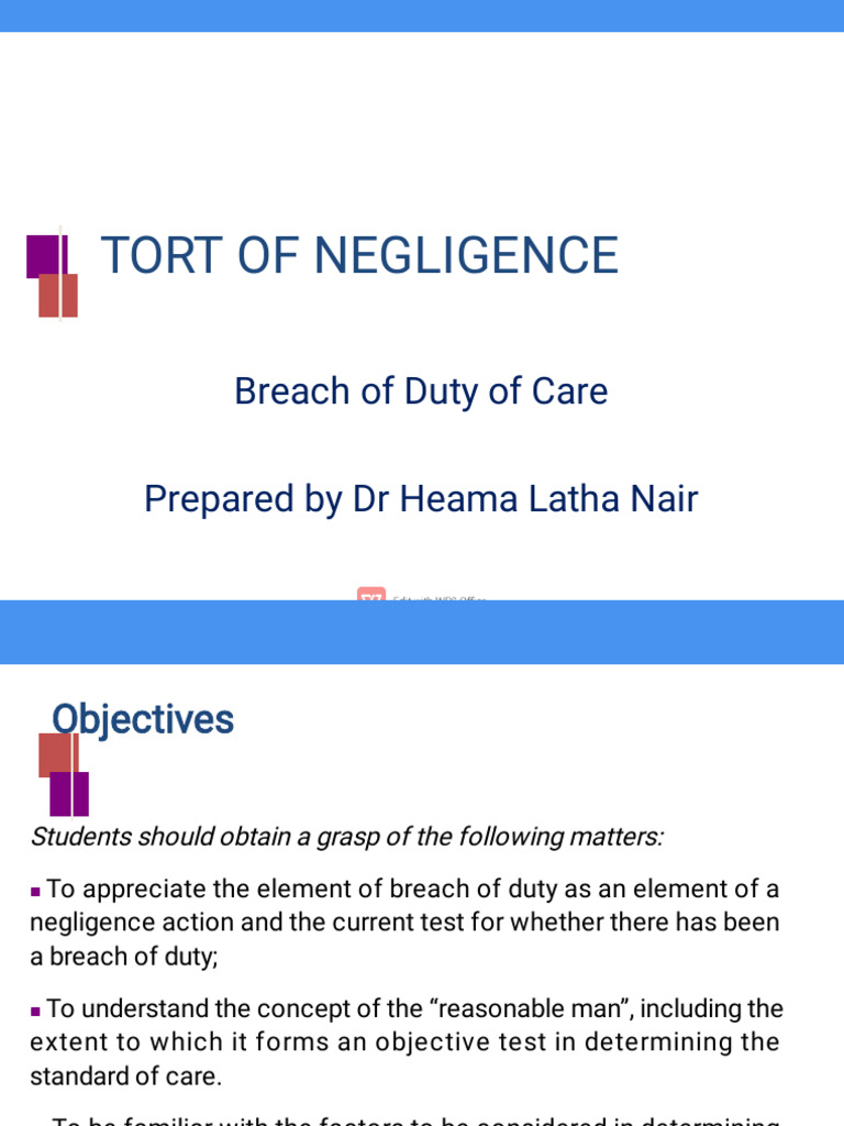 Breach of Duty in Negligence Law | PDF | Negligence | Standard Of Care