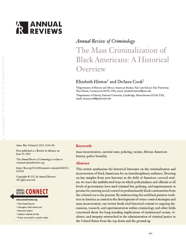 The Mass Criminalization of Black Americans A Historical Overview | PDF
