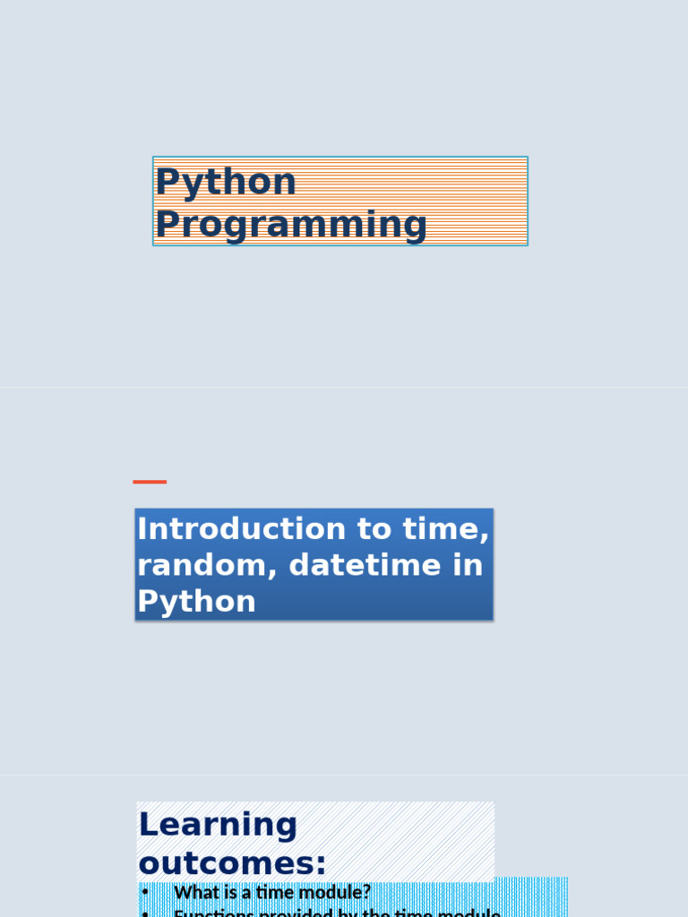 Python Time, Random, and Datetime Modules | PDF | Python (Programming ...