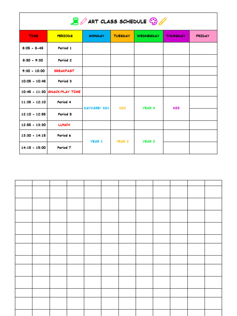 Art Class Schedule | PDF