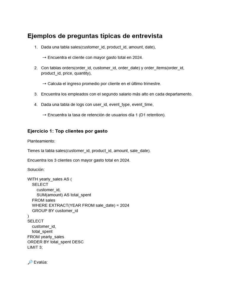 Preguntas de Entrevista SQL Prácticas | PDF | Bases de datos | Software ...