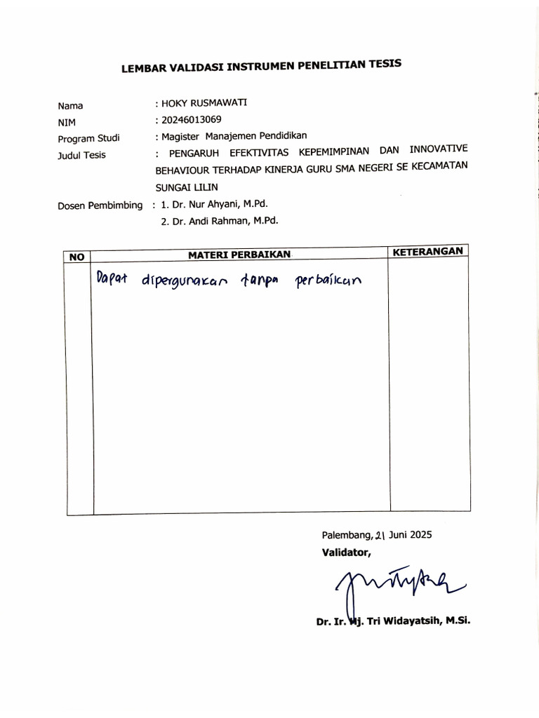 Validasi Instrumen | PDF
