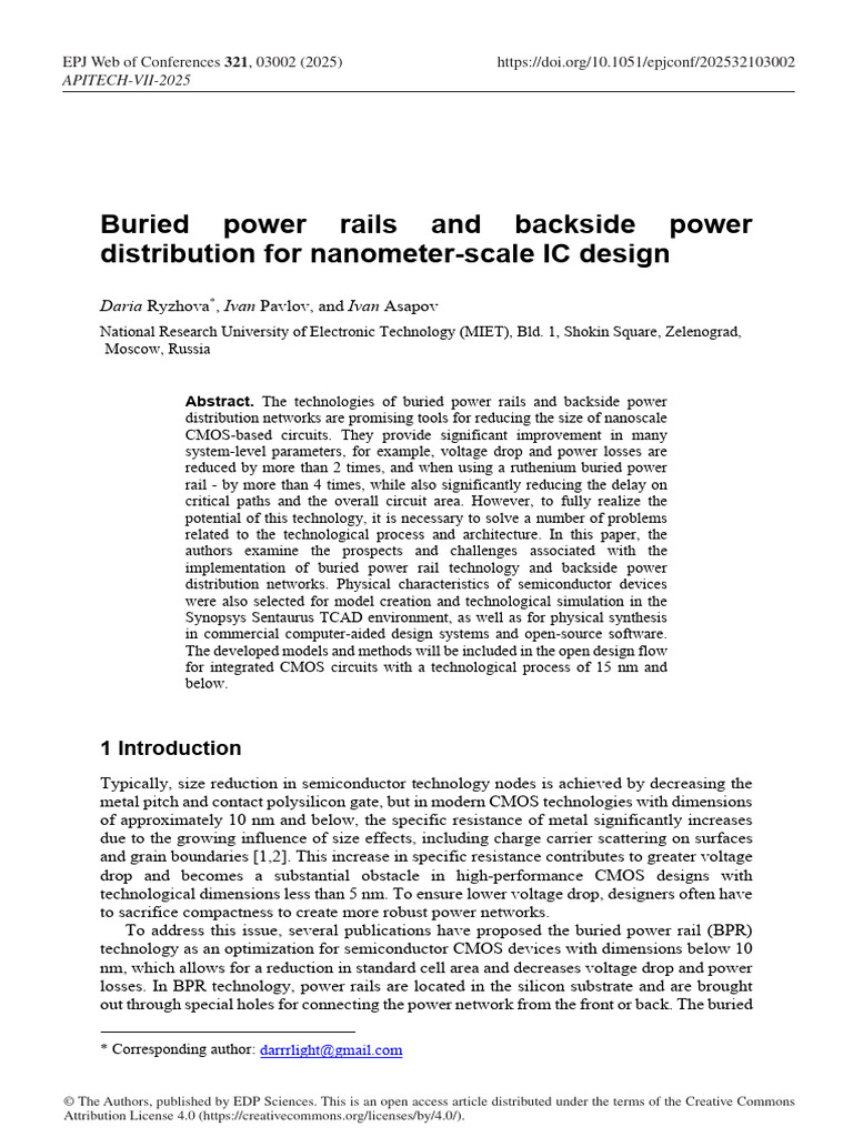 Buried Power Rails and Backside Power | PDF | Cmos | Transistor
