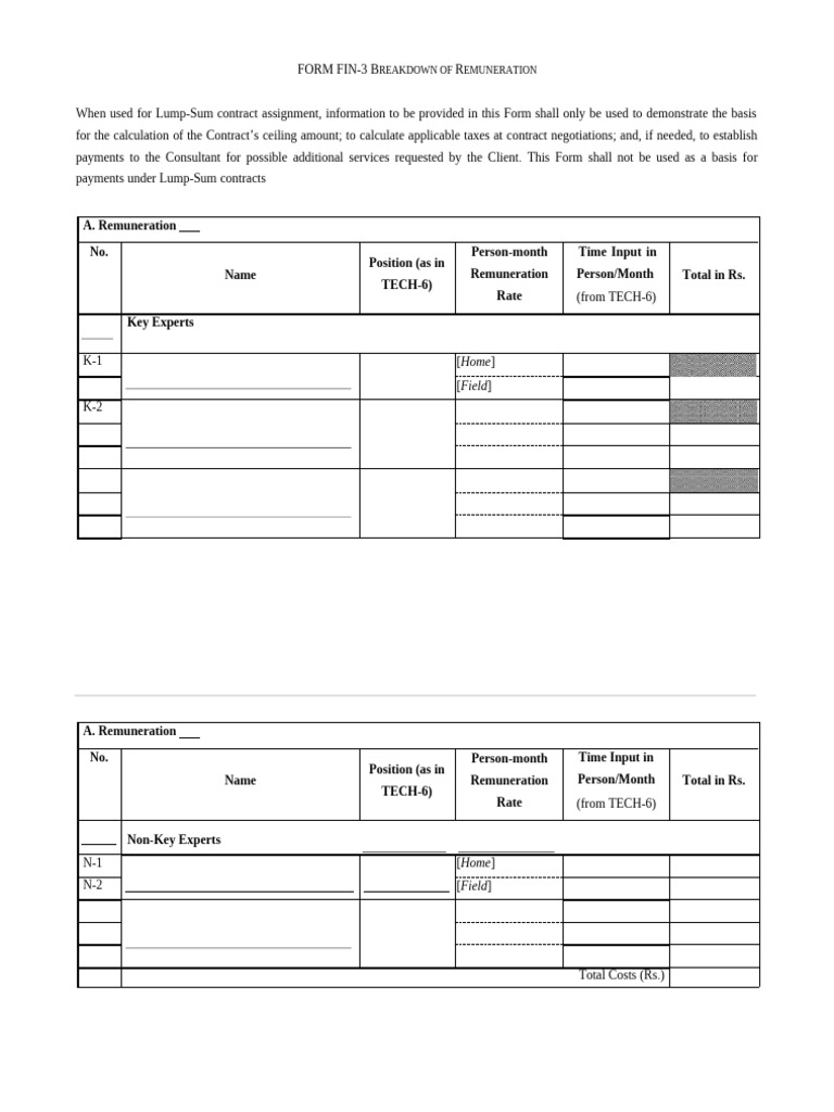 Lump-Sum Contract Remuneration Form | PDF