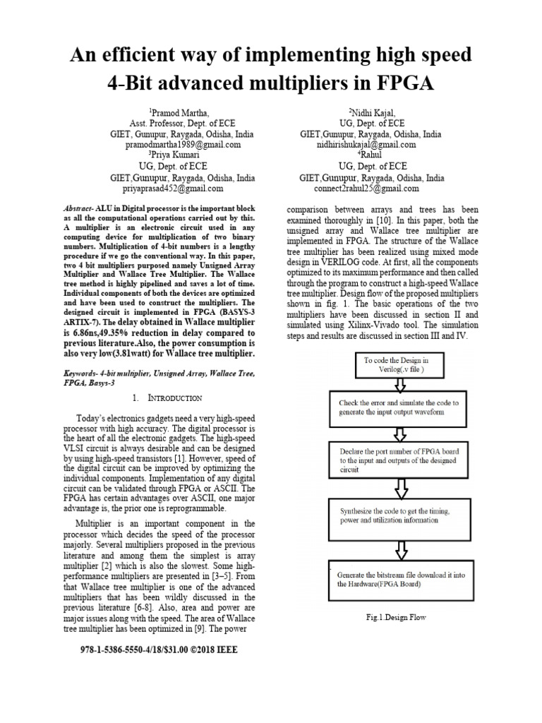 High-Speed 4-Bit Multipliers in FPGA | PDF | Field Programmable Gate ...