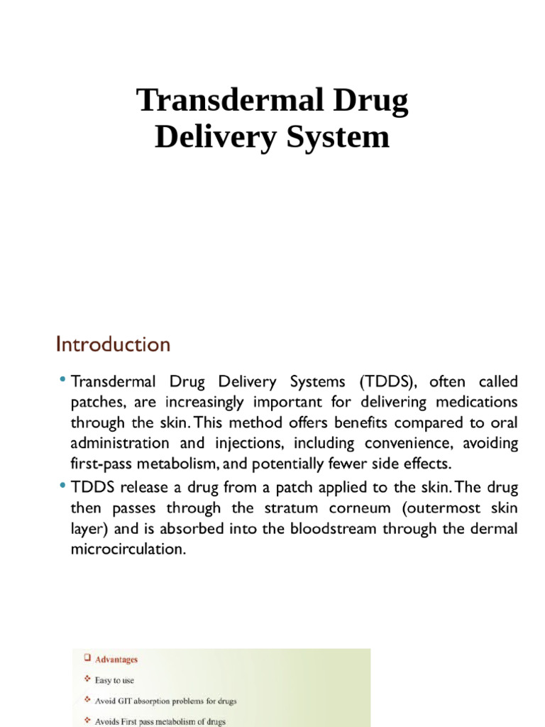 Transdermal Drug Delivery System | PDF