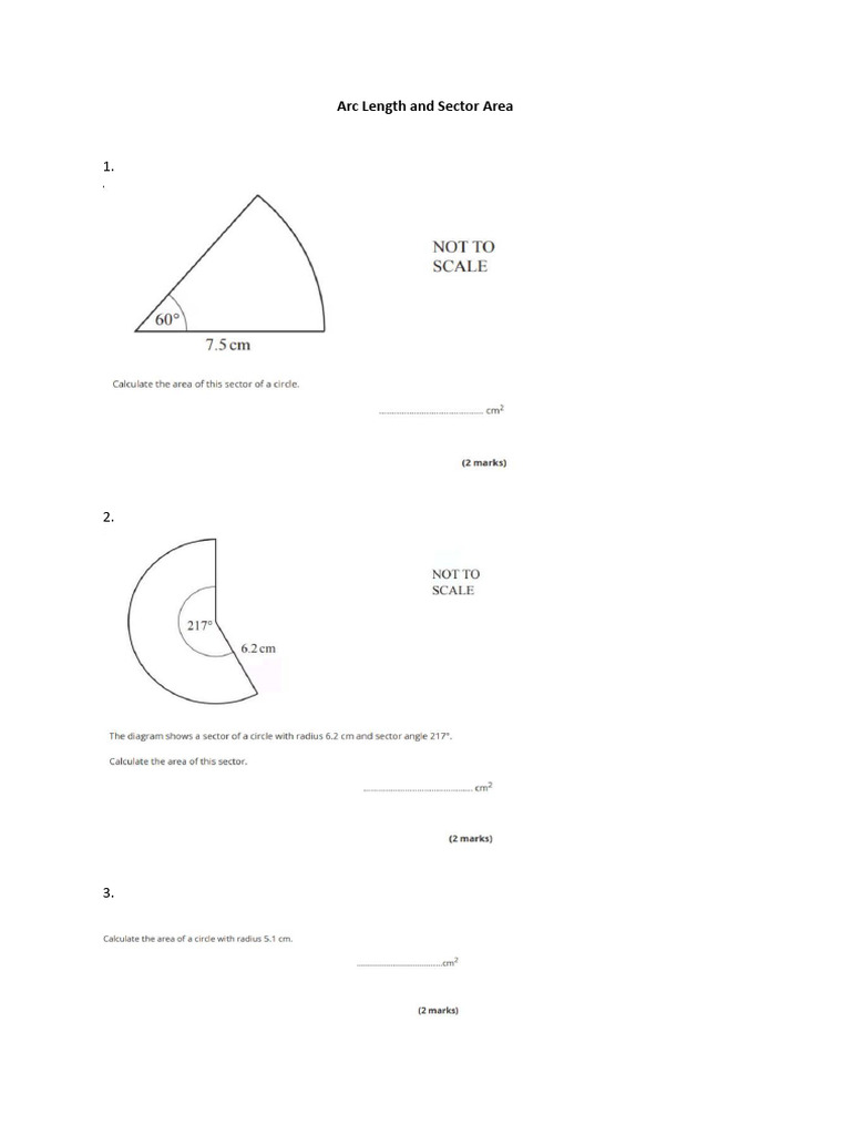 Arc Length and Sector Area Past Paper | PDF