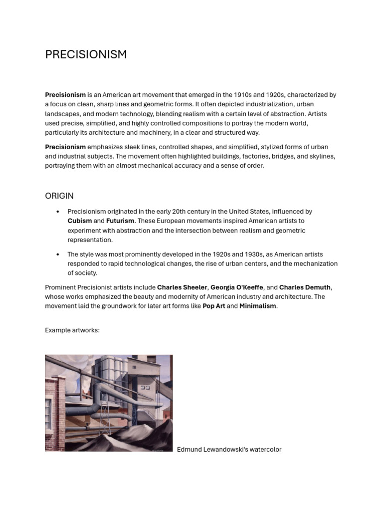 Understanding Precisionism Art Movement | PDF