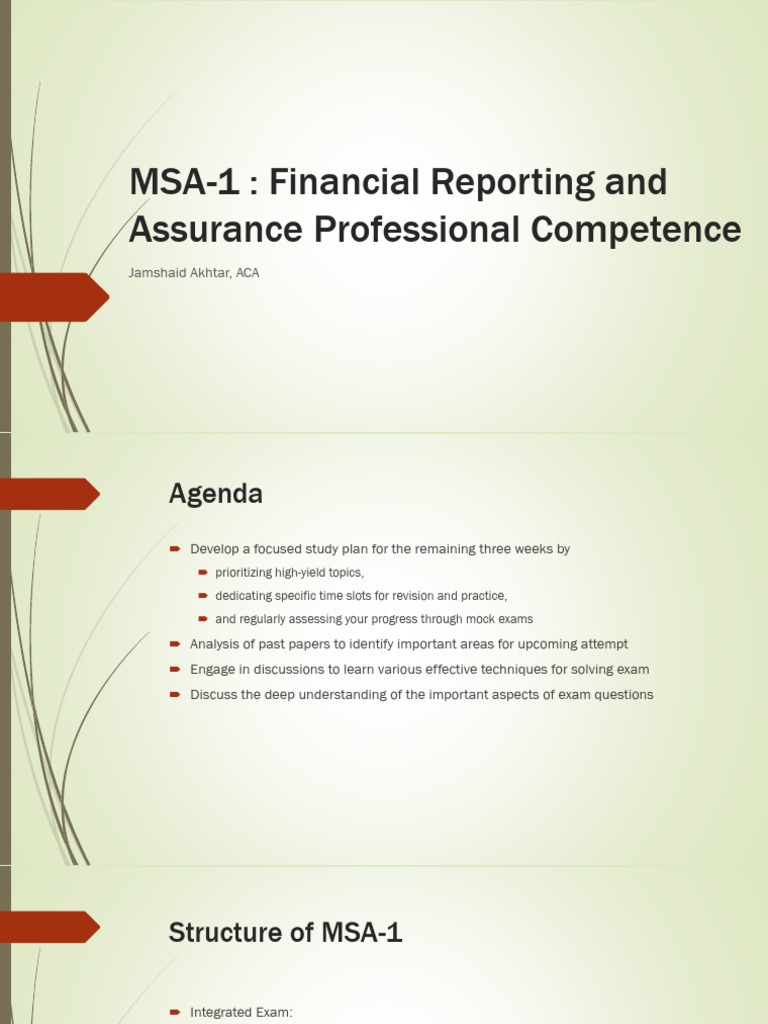 MSA-1 Financial Reporting Study Guide | PDF | Audit | Accounting