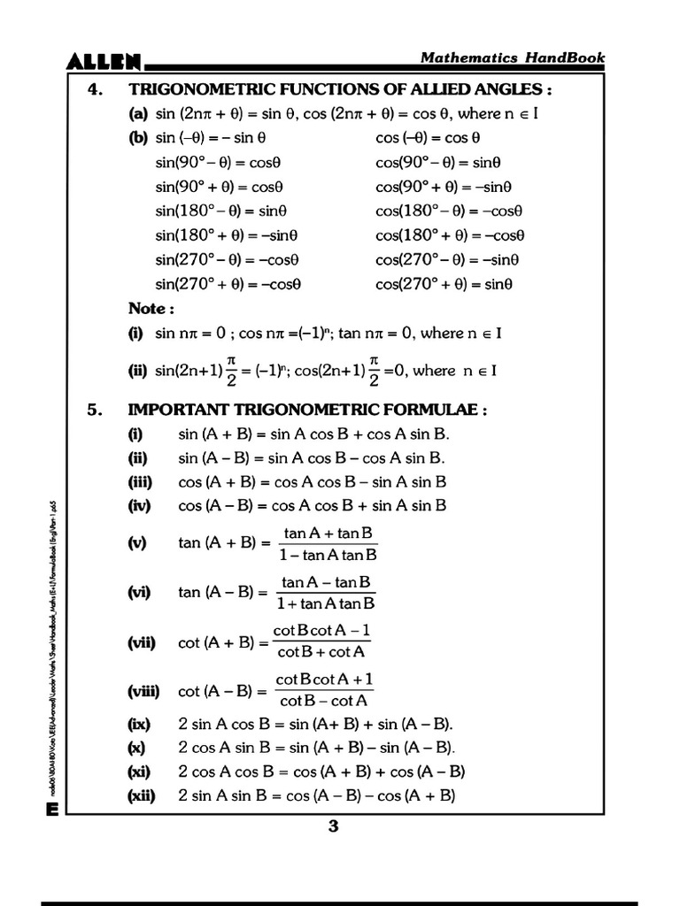 Trigonometry Formula | PDF