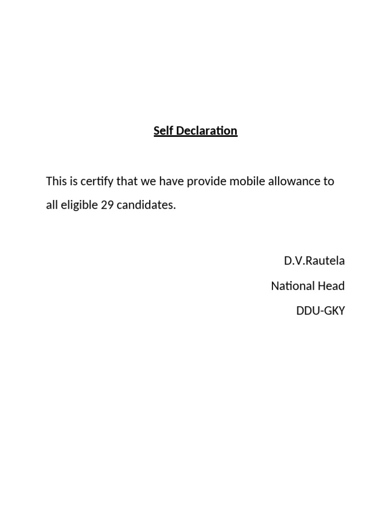Self Decleration | PDF
