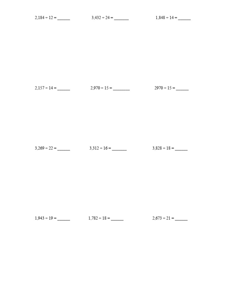Division Practice Sheet | PDF