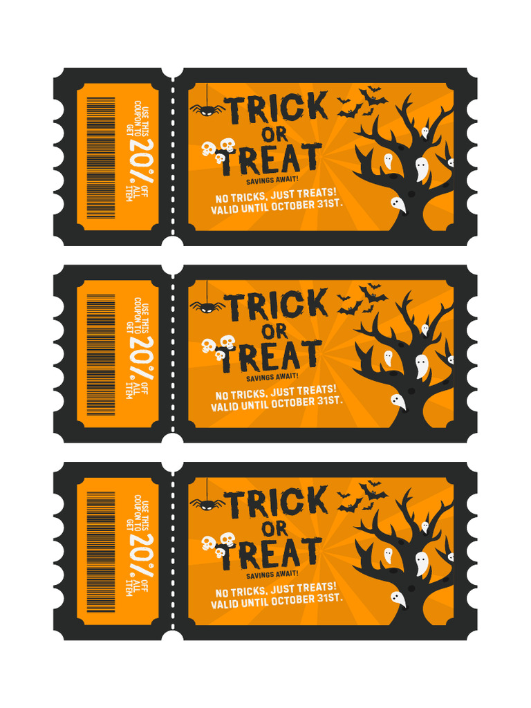 Black Orange Halloween Illustration Trick or Treat Coupon - 20251011 ...