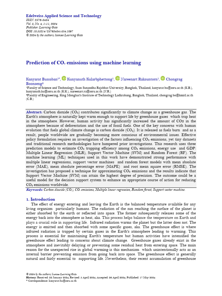 CO2 Emissions Prediction with Machine Learning | PDF | Greenhouse ...