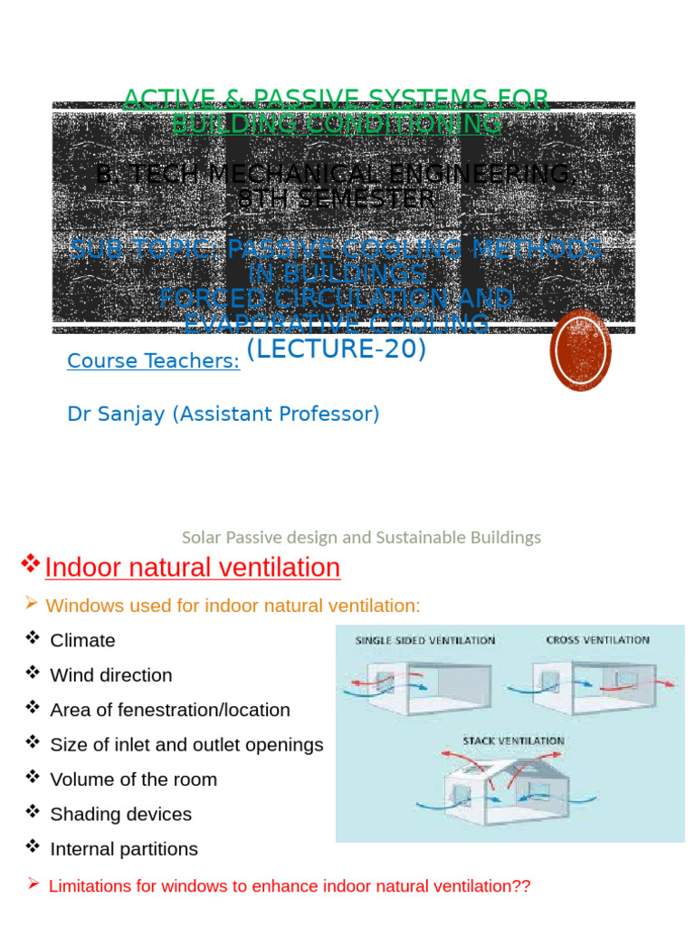 Passive Cooling Methods in Buildings | PDF | Evaporation | Ventilation ...