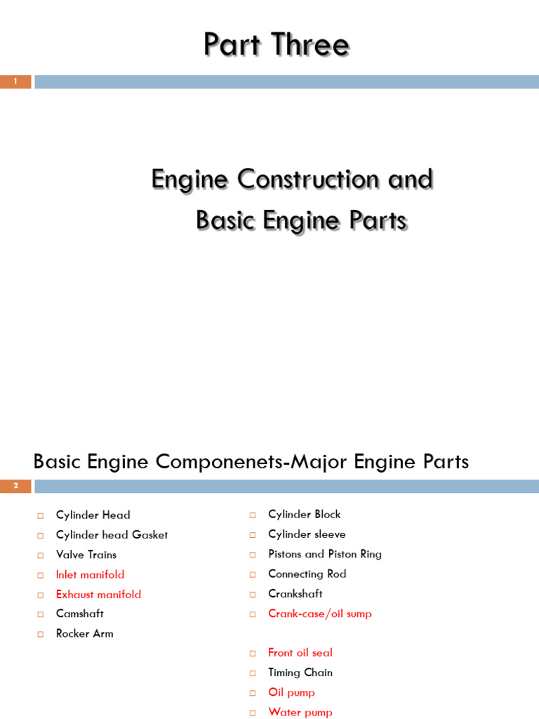 PART 3 Engine Construction and Basic Engine Parts | PDF | Piston ...