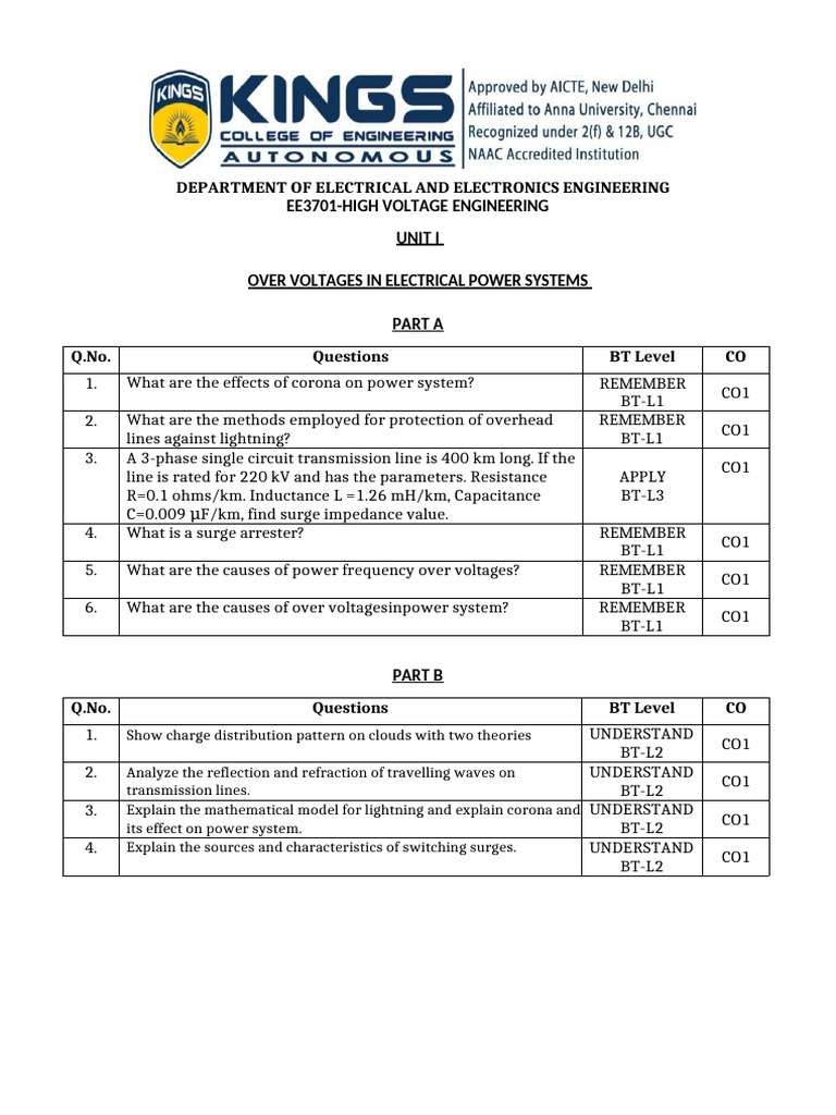Ee3701 - QB - Hve | PDF | Electrical Breakdown | Transmission Line