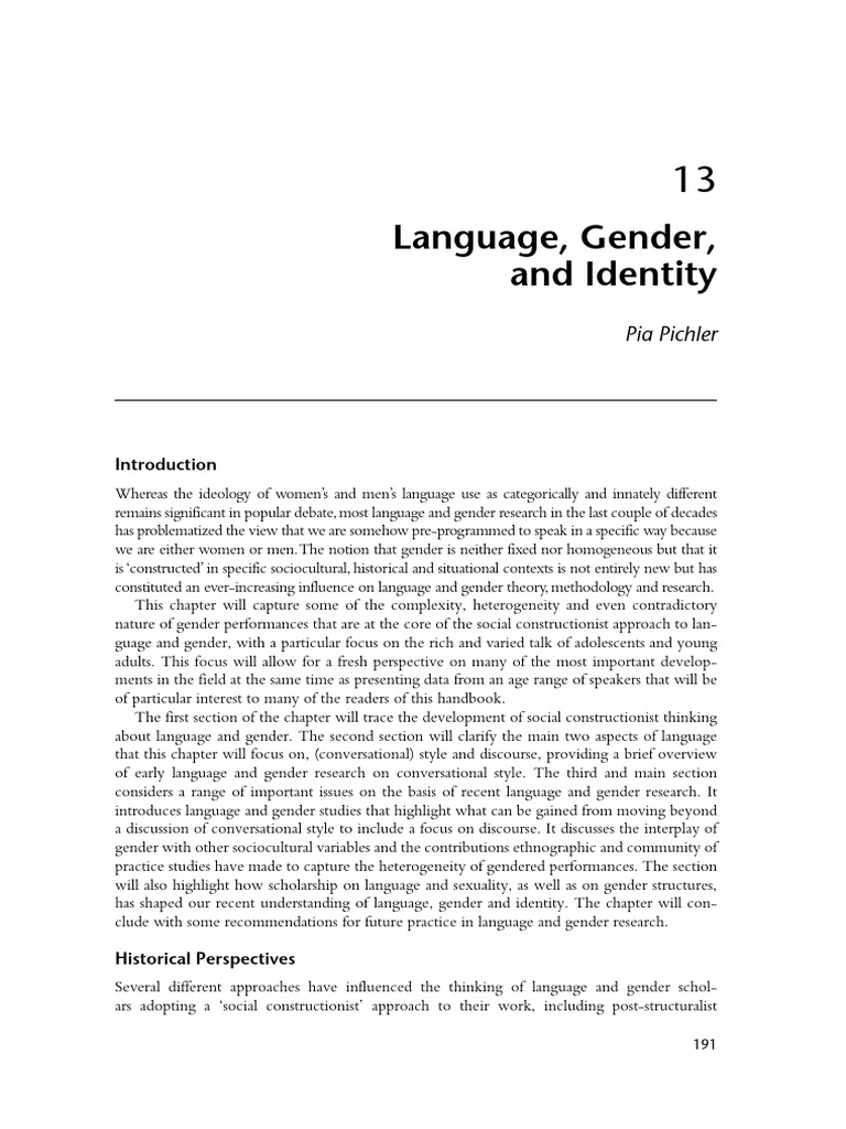Language, Gender, and Identity Dynamics | PDF | Gender | Gender Studies