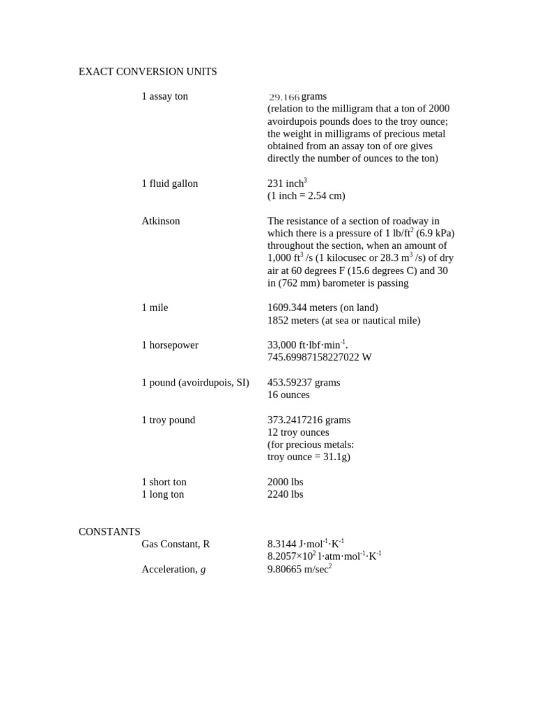 Conversion Factors | PDF