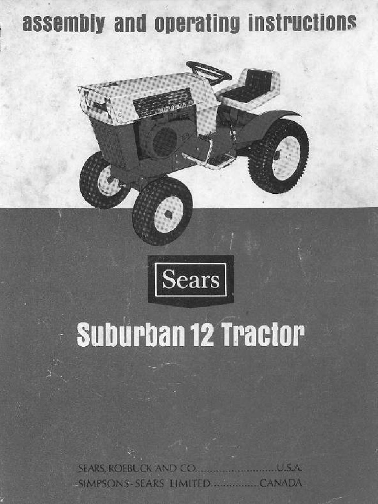 Sears Suburban 12 Tractor Assembly and Operating Instructions Manual | PDF