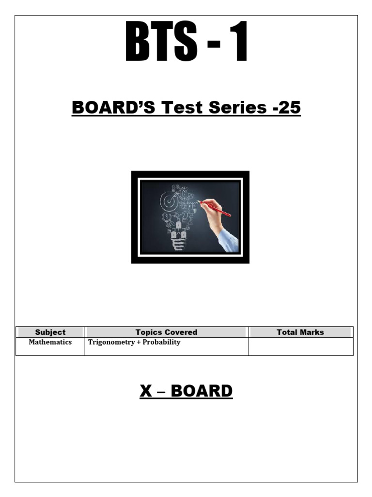 X BTS - 1 Trigonometry + Probabilty 15 June 2025 | PDF
