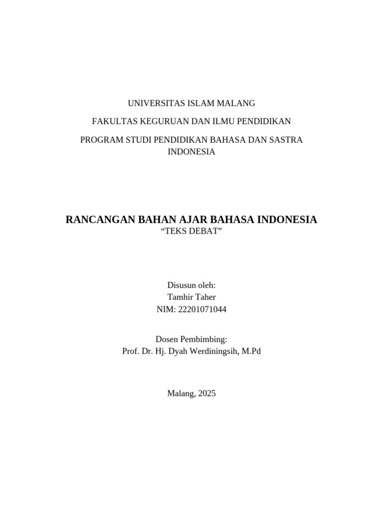 Bahan Ajar Teks Debat Bahasa Indonesia | PDF