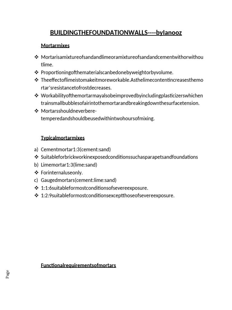 Foundation Wall Construction Guide | PDF | Tools