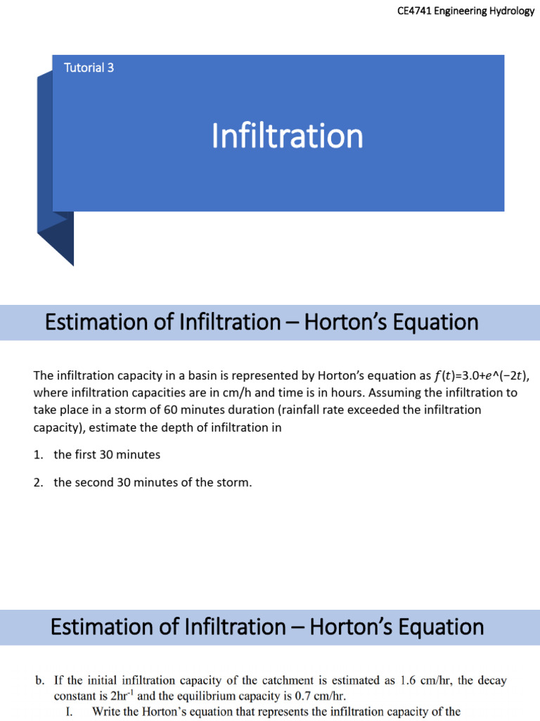 CE4741 Tute 3 - Infiltration | PDF