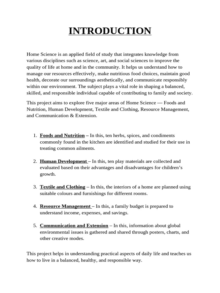 Exploring Key Areas of Home Science | PDF