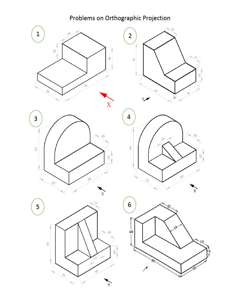 Orthographic Projection Problems Guide | PDF