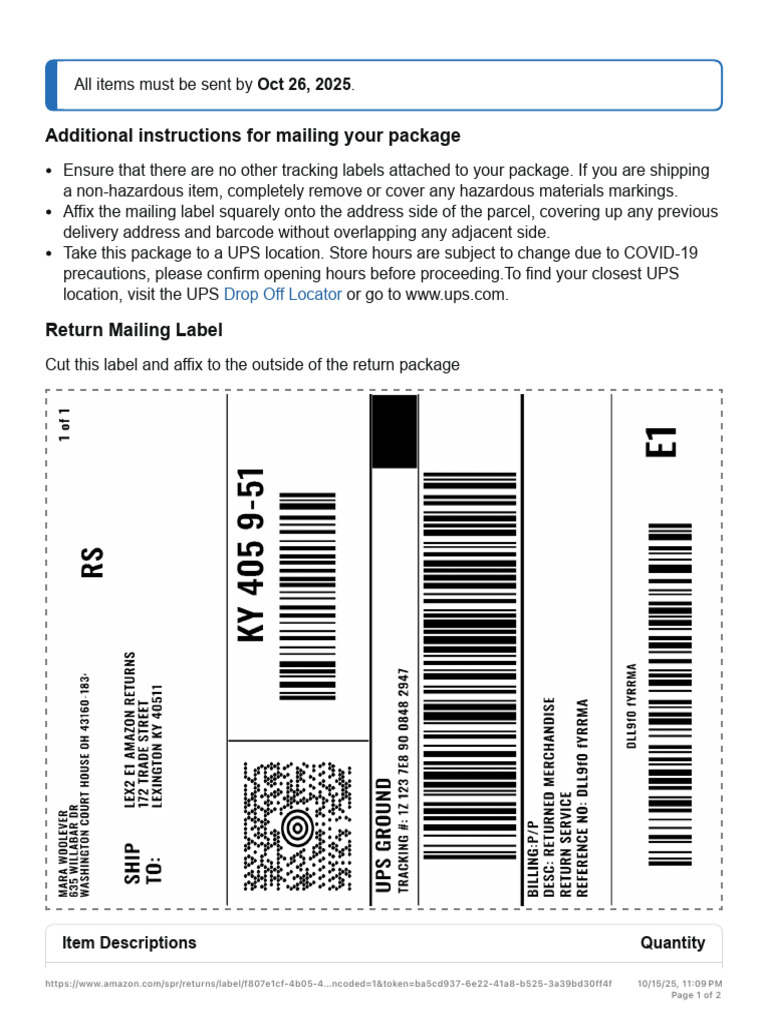 Package Mailing Instructions and Labeling | PDF