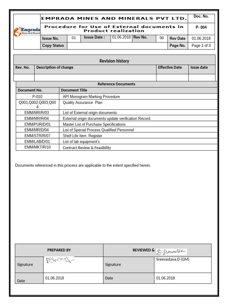 External Document Use Procedure for API | PDF | Specification ...