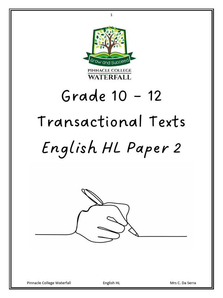 Grade 10-12 Tranasactional Writing Notes | PDF | Blog | Madam