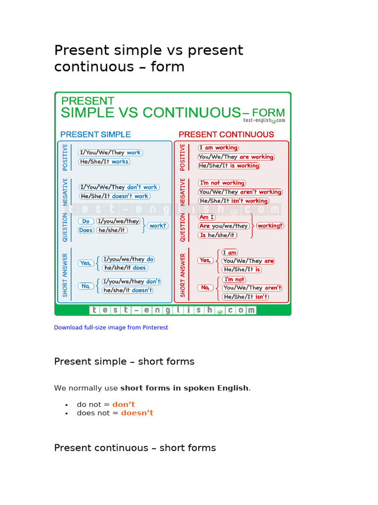 FETxPresent Simple or Present Continuous | PDF | Language Families ...
