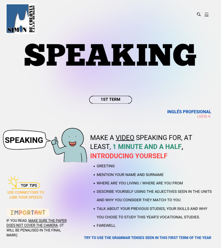 Speaking - First Term | PDF