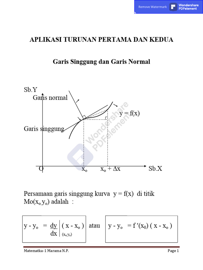 Persamaan Garis Singgung dan Normal | PDF