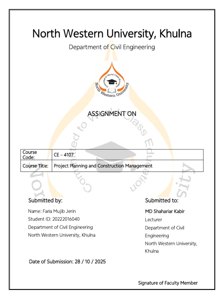 CE-4107 Project Planning Assignment | PDF