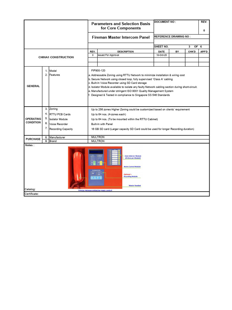 Fireman Intercom Panel | PDF