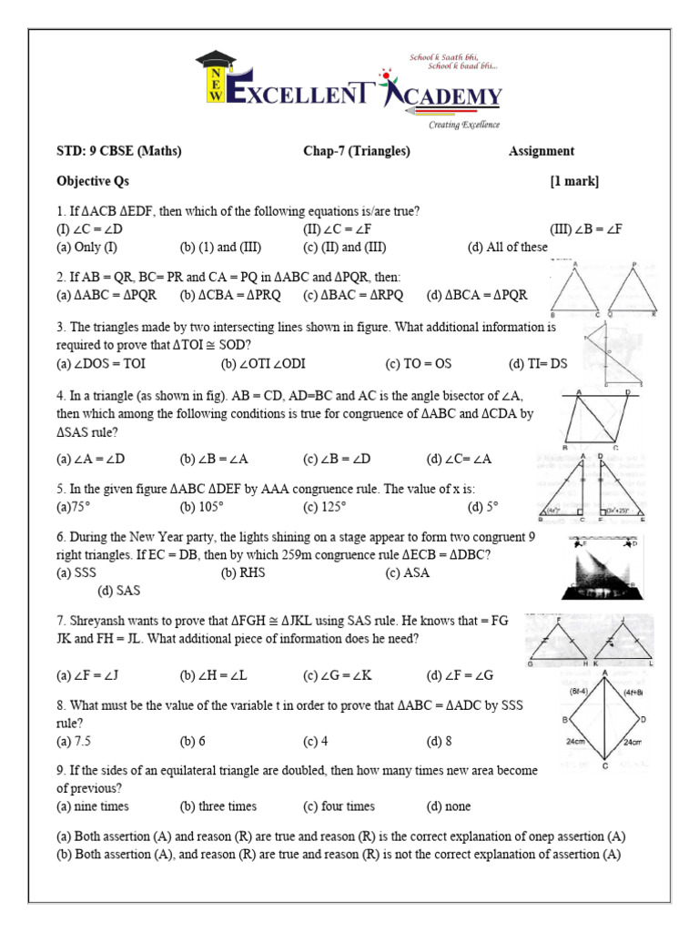 CBSE Class 9 Maths: Triangle Assignment | PDF | Triangle | Geometric Shapes