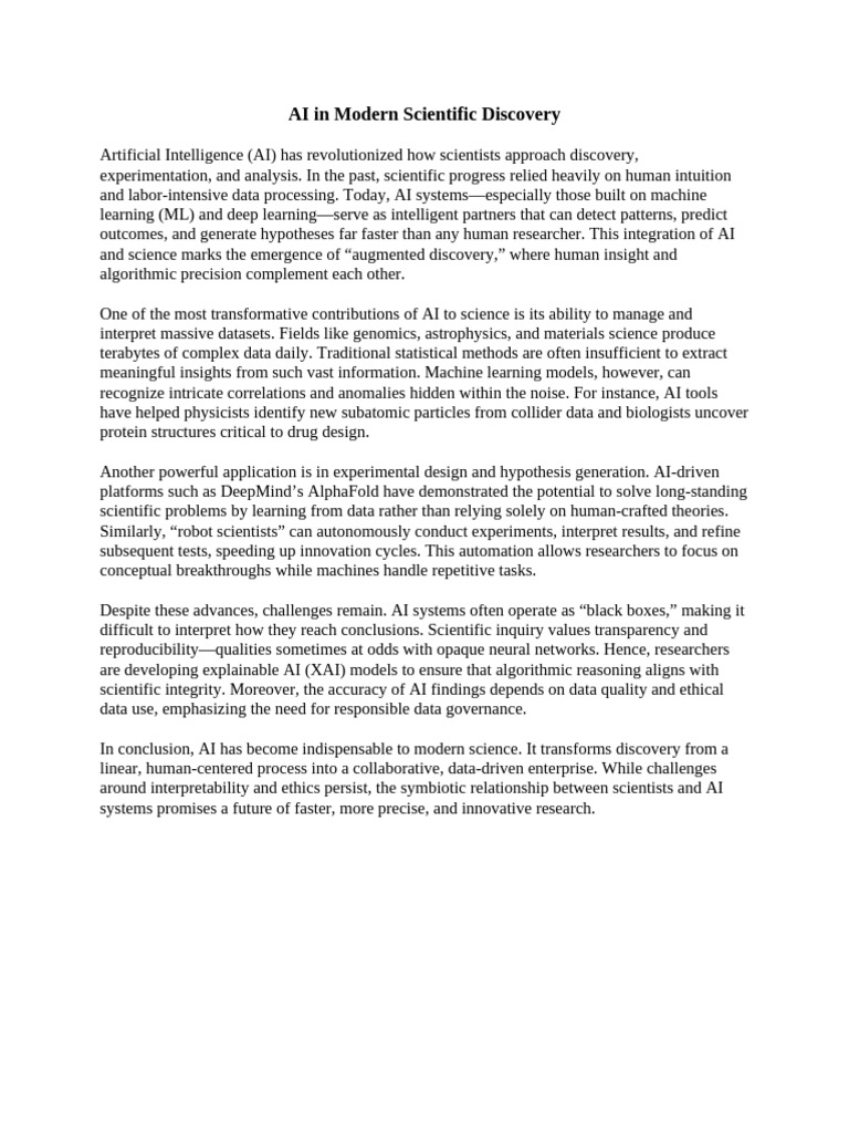 AI Transforming Scientific Discovery | PDF | Artificial Intelligence ...