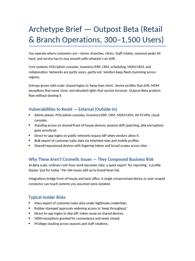 Outpost Beta Archetype Brief | PDF | Computing | Information Technology