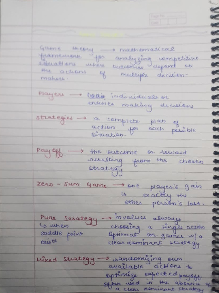 Game Theory Notes | PDF