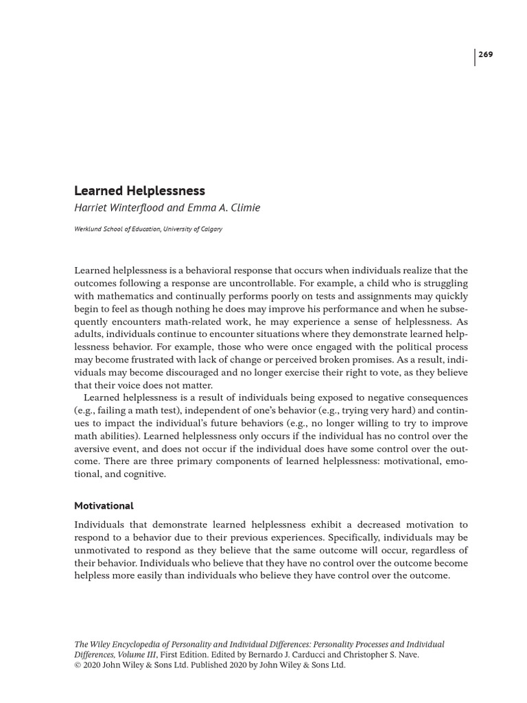Understanding Learned Helplessness | PDF | Anxiety | Mental Disorder